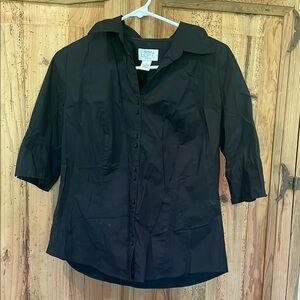 LOFT Black Fitted Button Down Shirt